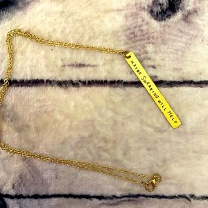Mid length gold chain necklace with pendent “maybe swearing will help”